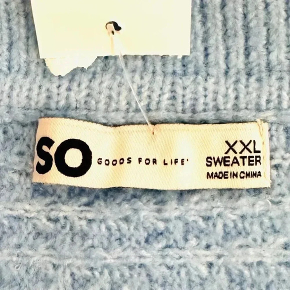 NWT SO GOODS FOR LIFE Juniors Long Sleeve Vneck Collar Pullover Blue Sweater XXL - Picture 10 of 12